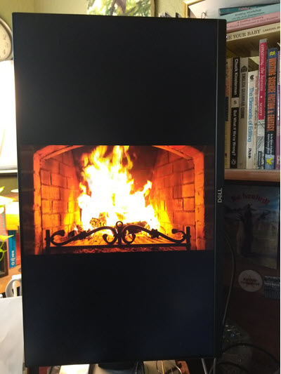 Fireplace video on vertical monitor