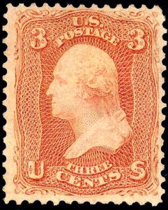Postage stamp showing American president George Washington in profile