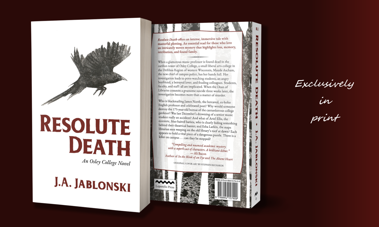 Resolute Death Cover, front and back, against deep red background